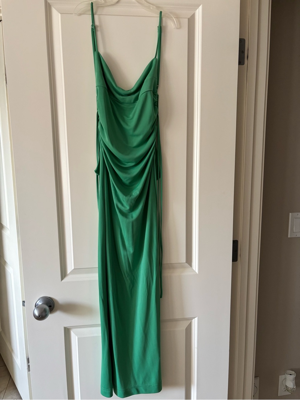 Zara Emerald Green Draped Slip Maxi Dress